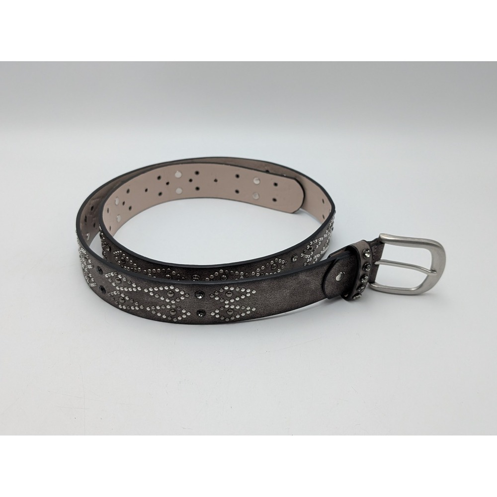 BKE Belt Womens XL Grey Studded Rhinestone BL310 Metallic Western Boho Edgy 46"